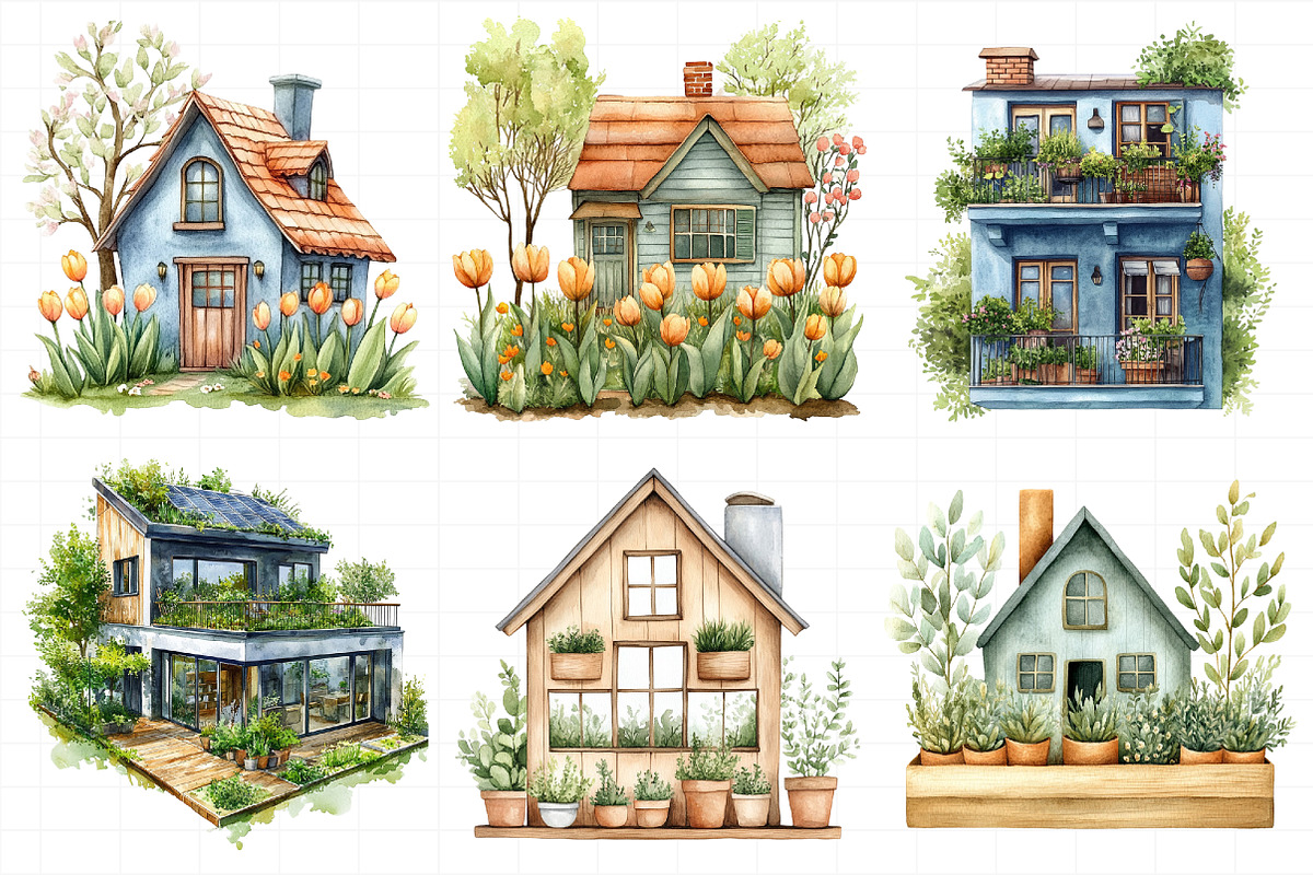 Watercolor Gardening House Clipart, an Illustration by Daily.Designs (Photo 6 of 8)