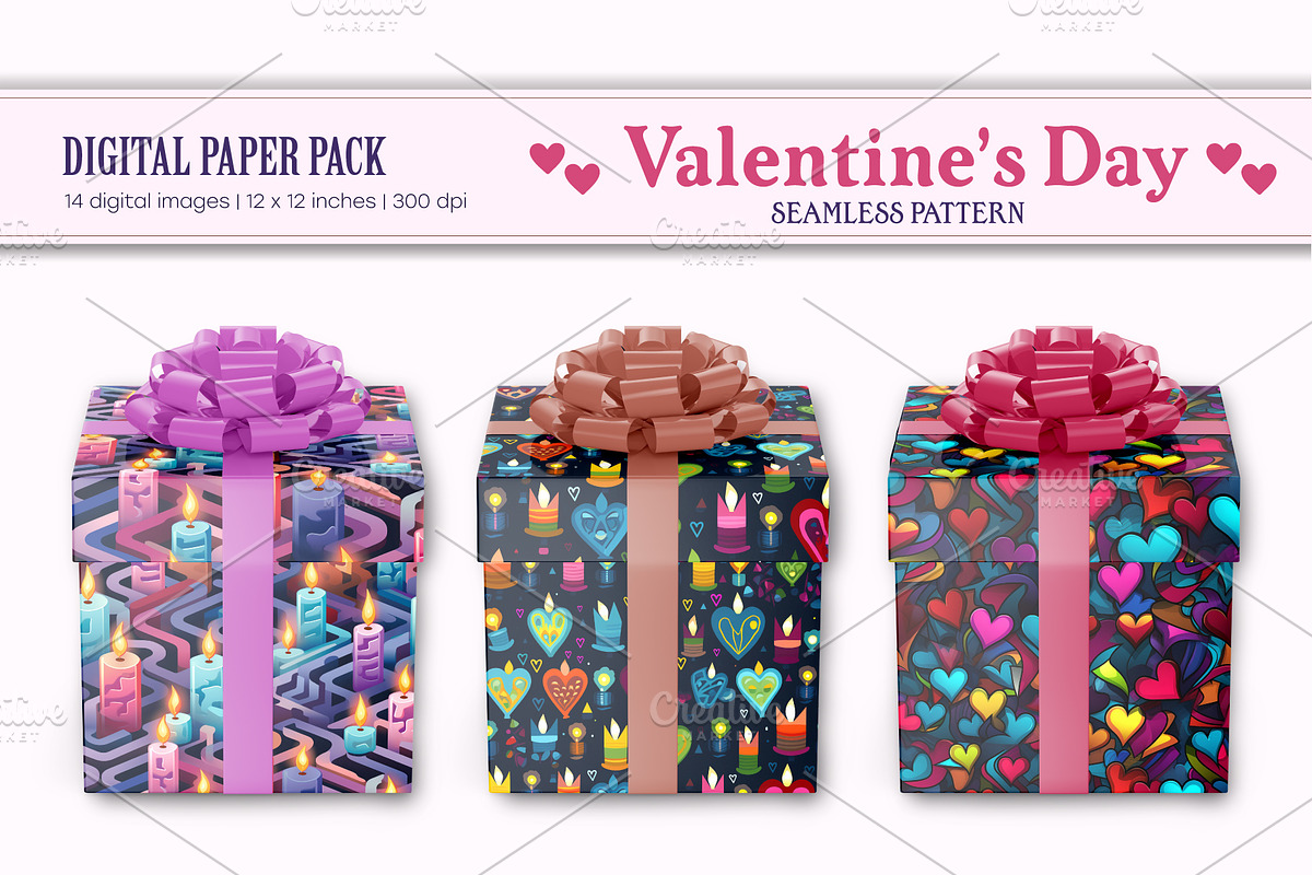Seamless patterns for Valentines Day, a Texture Illustration by KENO Mascots (Photo 6 of 8)