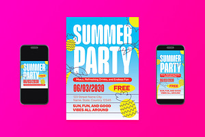 Geo Minimalism Summer Party Flyer, a Flyer Template by Aiyari Graphic