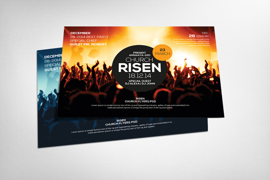 Risen Church Flyer Template, a Flyer Template by graphicforest
