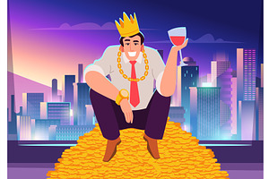 Rich person. happy businessman, a Finance Illustration by Onyx