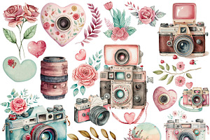 Vintage Camera Valentine Clipart