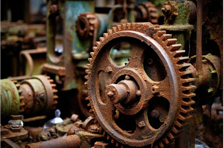 rusty gears from abandoned machinery, an Industrial Photo by Sergey Kotenev