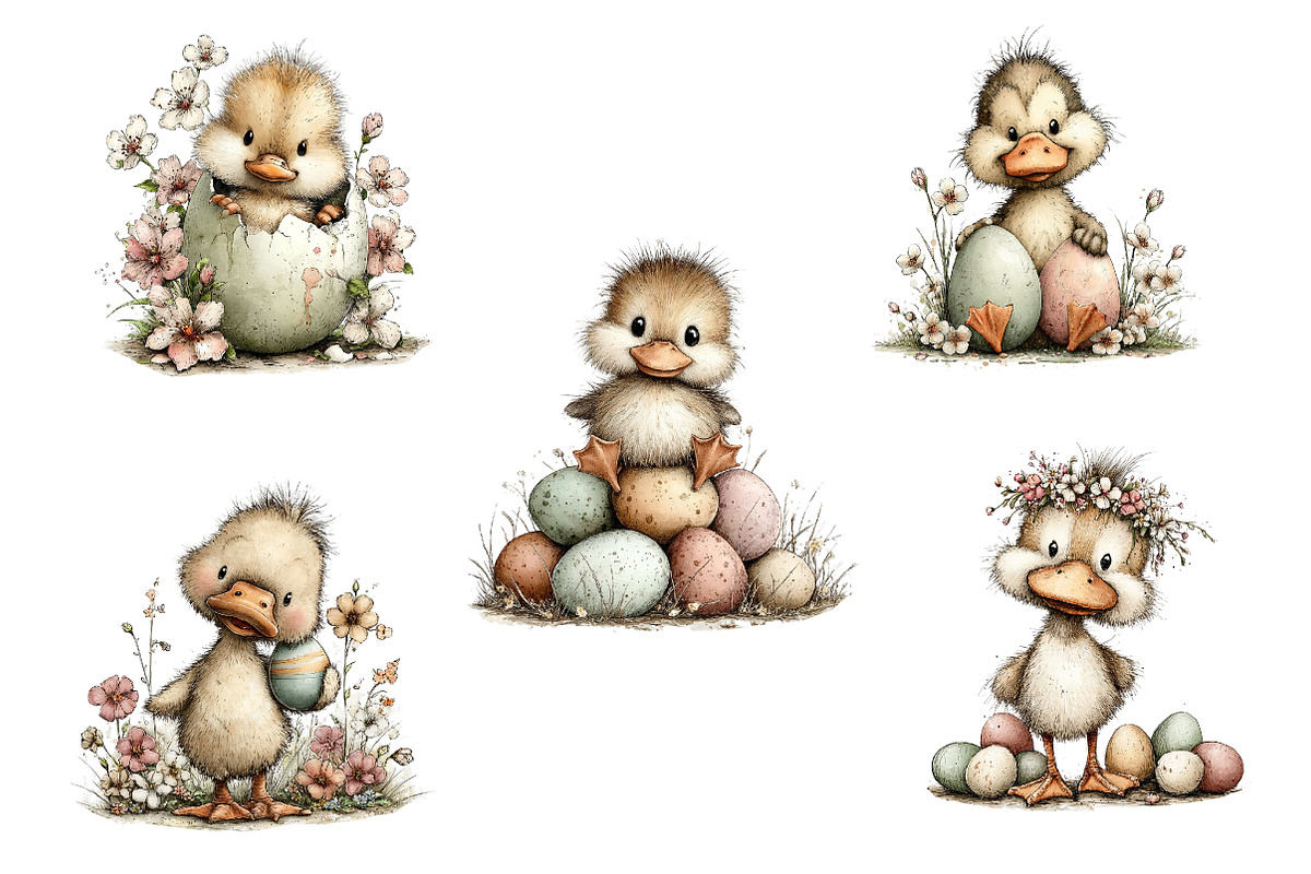Whimsical Happy Easter Duck Clipart, an Illustration by Dream Creation (Photo 7 of 7)