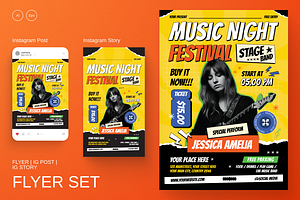 Music Flyer Set, a Flyer Template by SquidPixey