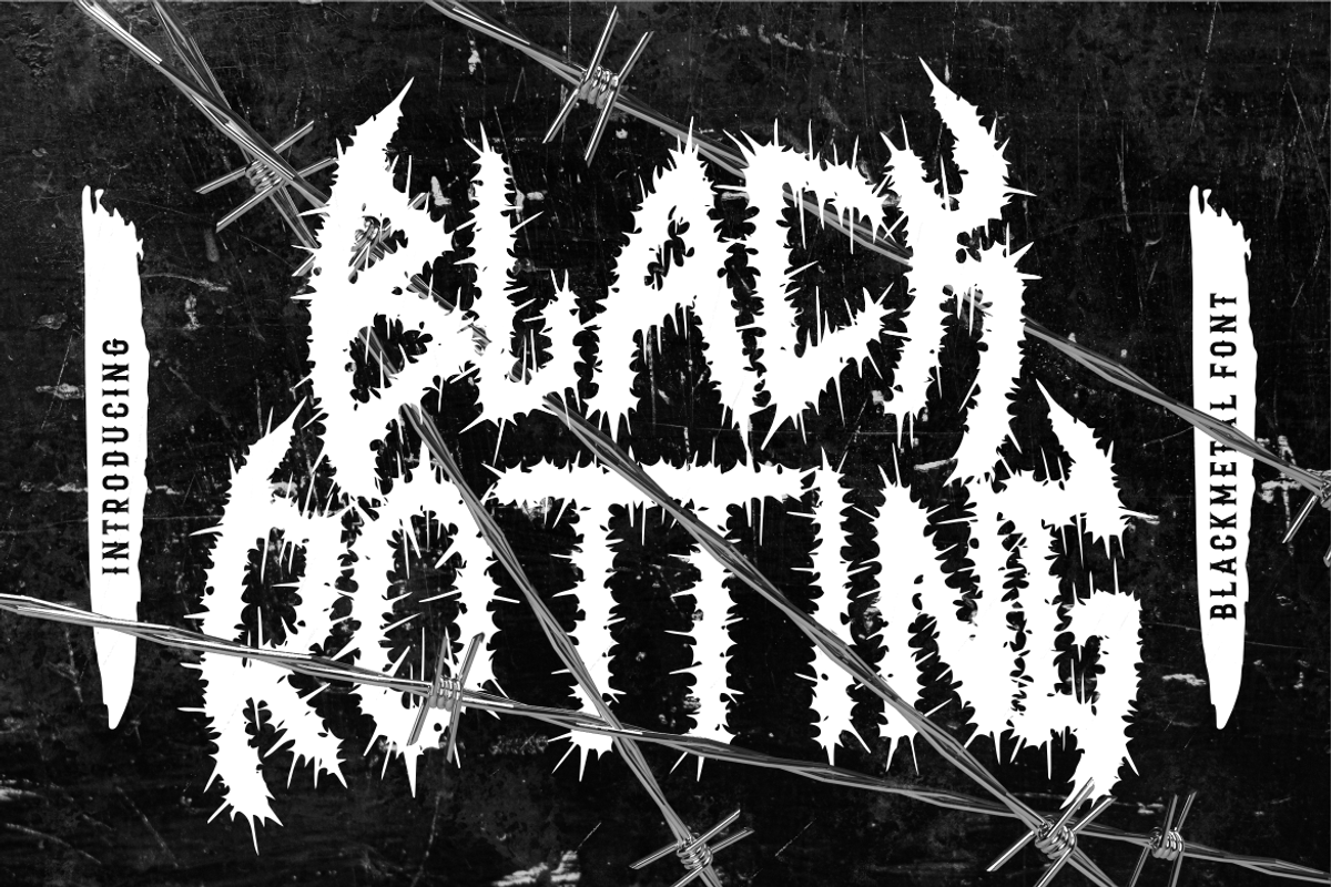 Black Rotting Spiked Darkmetal Font, a Blackletter Font by PutraCetol Studio (Photo 1 of 5)