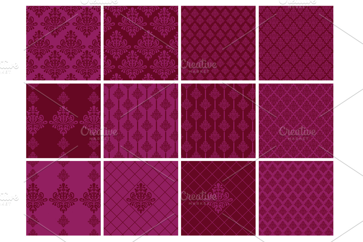 Pink Damask 12 Pattern Set preview 2