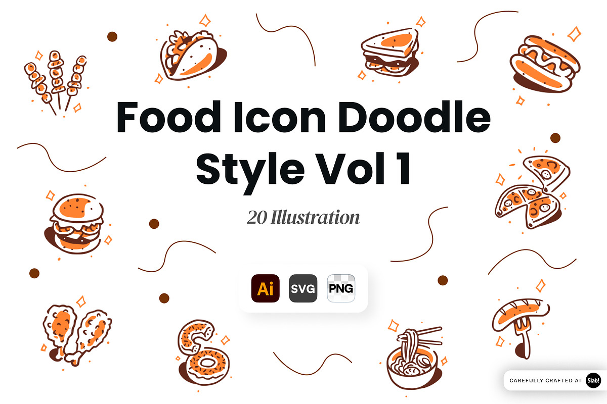 Food Doodle Icon Set Vol 1, a Food Illustration by SLAB! Design (Photo 1 of 3)