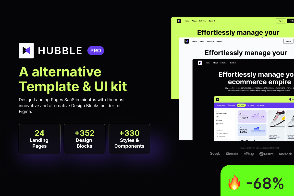 Hubble: SaaS Landing Page UI Kit, a Landing Page Template by CreativeUI (Photo 1 of 7)