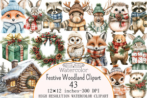 Festive Woodland Clipart, a Seasonal Illustration by Design Market
