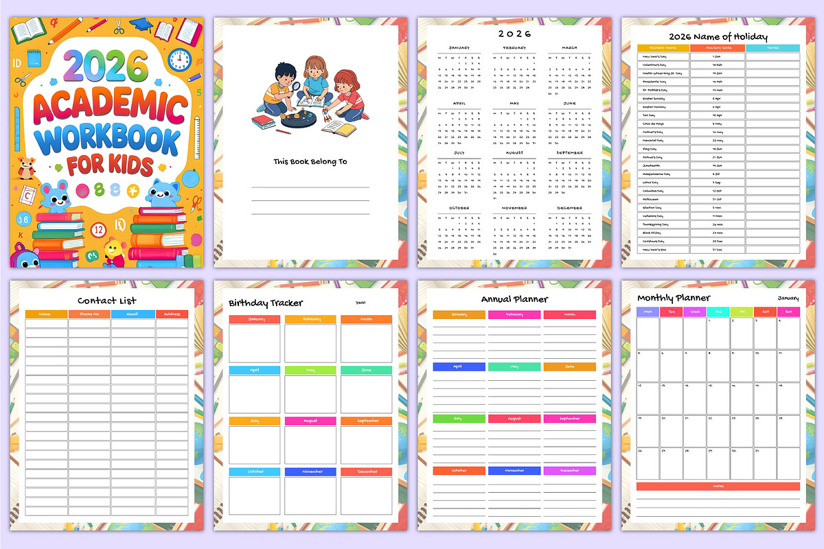 2026 Academic Workbook for Kids Kdp, a Stationery Template by Mustafiz (Photo 3 of 11)