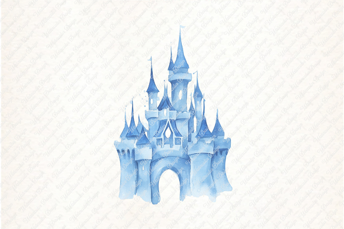 Blue Fairytale Castle Clipart, an Illustration by Watercolor design (Photo 6 of 11)