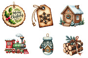 Wooden Christmas Clipart, an Illustration by CreationArt (Thumbnail 3 of 5)