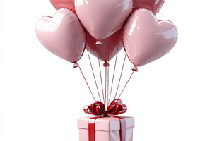 Pink heart shaped balloon with red r, a Food & Drink Photo by Pixeness Studio