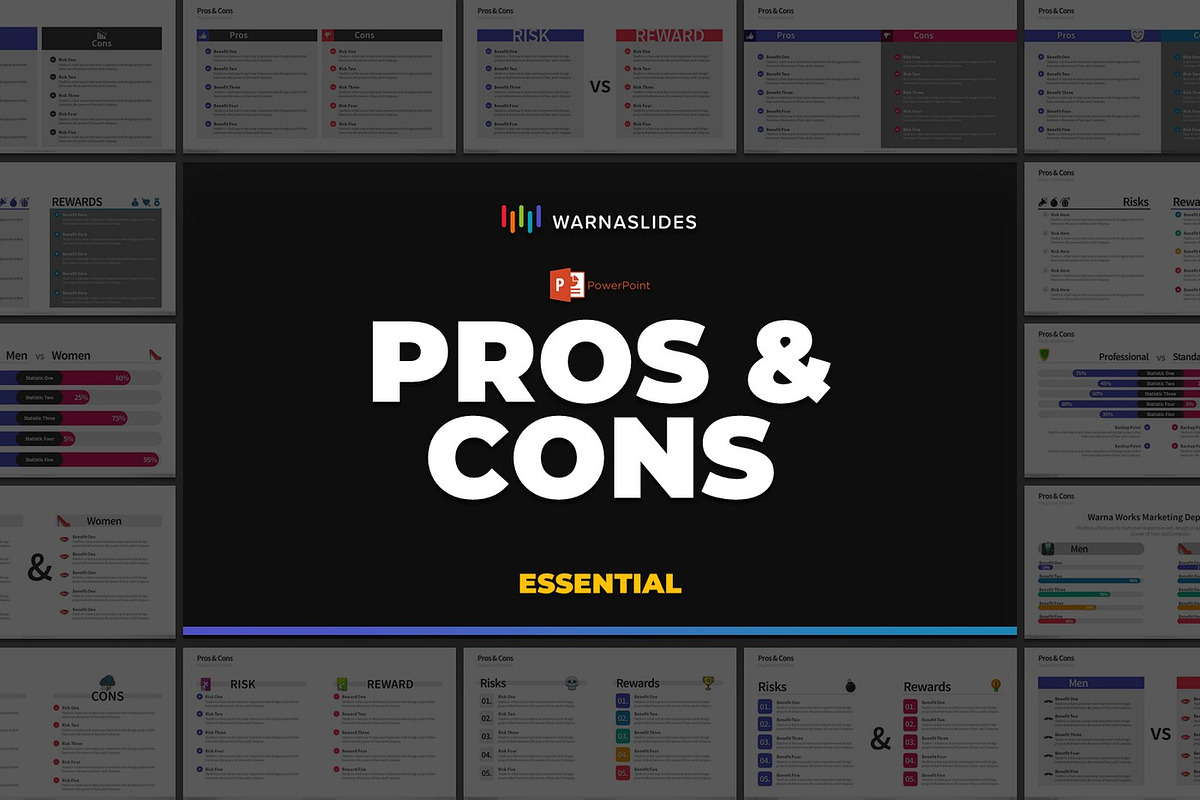Pros & Cons PowerPoint Templates, a Presentation Template by Warna Works (Photo 2 of 7)
