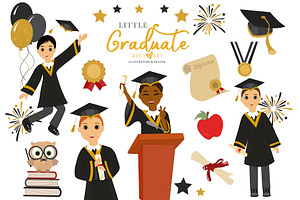 Little Graduate Kids Clipart