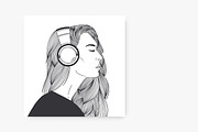 Girl listens to music in headphones, a Person Illustration by Good Studio (Thumbnail 3 of 5)