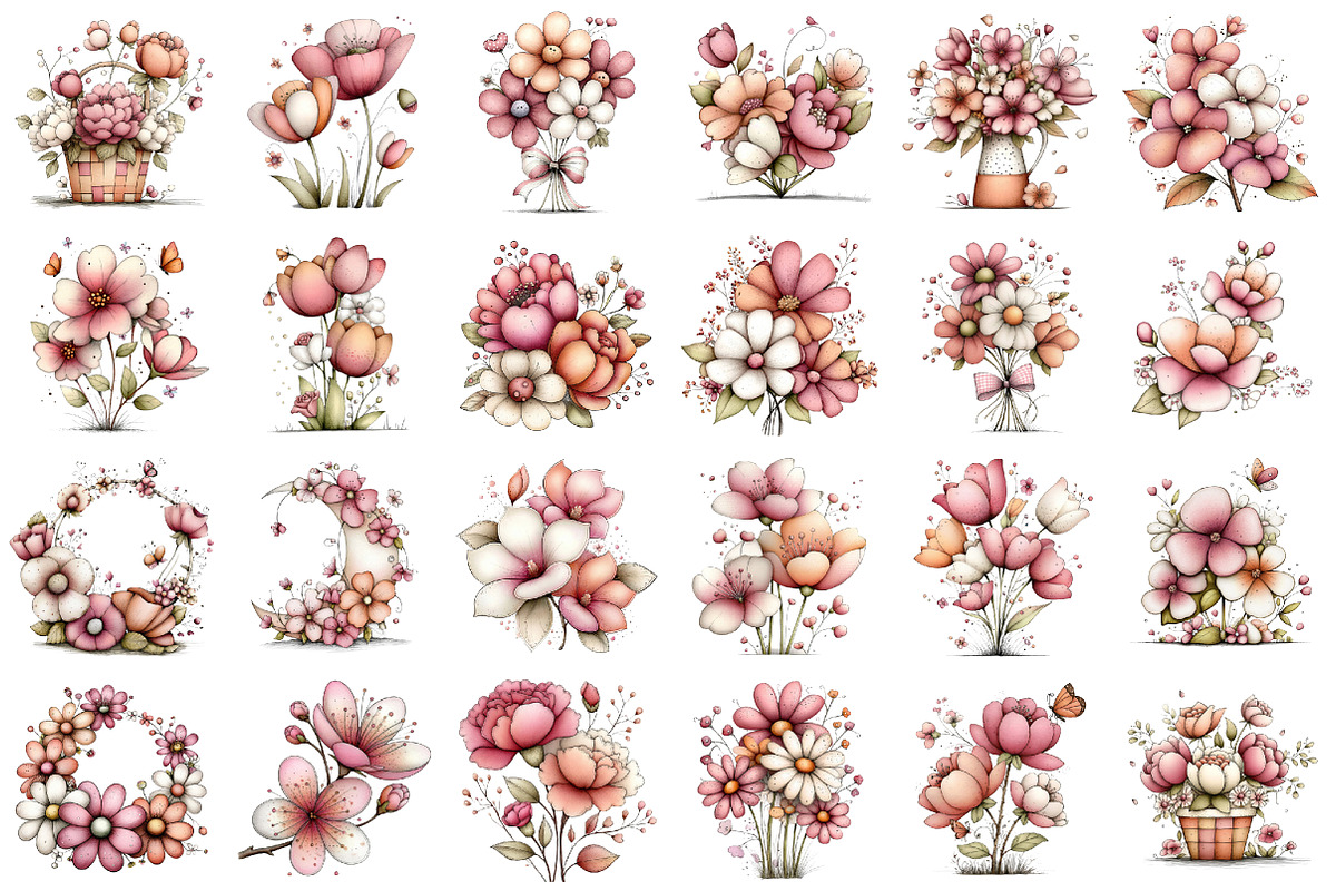 Spring Flowers Sublimation Clipart, an Illustration by designcity5 (Photo 2 of 5)