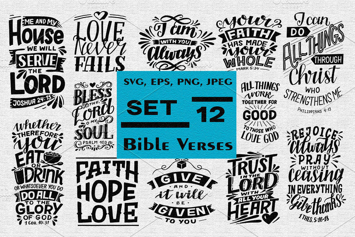 12 Bible Verses #1, a Graphic by Ola-la-la (Photo 1 of 4)
