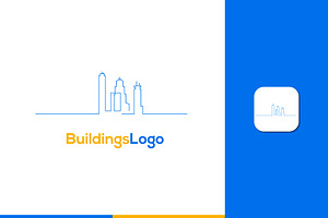 Line Art Icon Logo Of Buildings