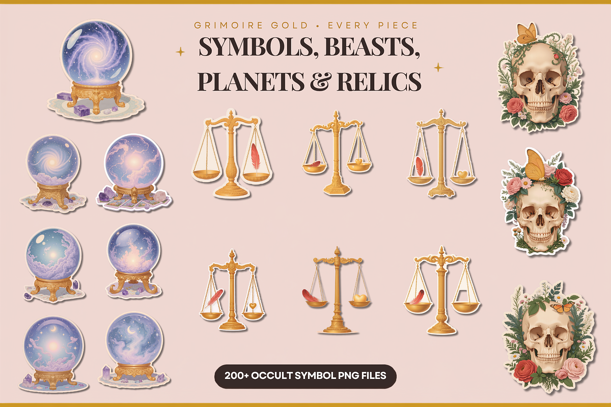 Grimoire Gold Occult Clipart Set, an Object Graphic by Jakayla Digital Co (Photo 5 of 14)