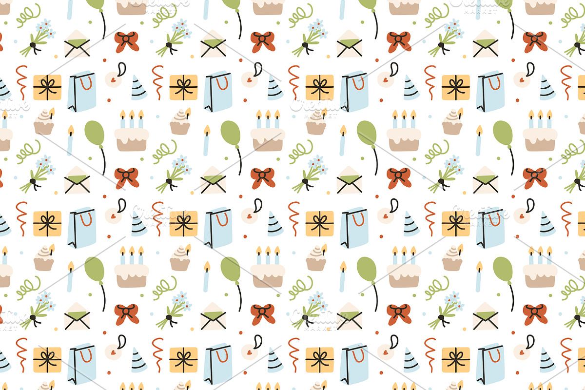 Birthday Party Watercolor Patterns, a Pattern Graphic by Lyolya Profitrolya (Photo 4 of 4)