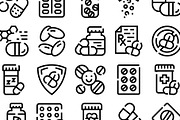 Medicine pills and drugs line icons, an Object Graphic by pikepicture (Thumbnail 3 of 3)