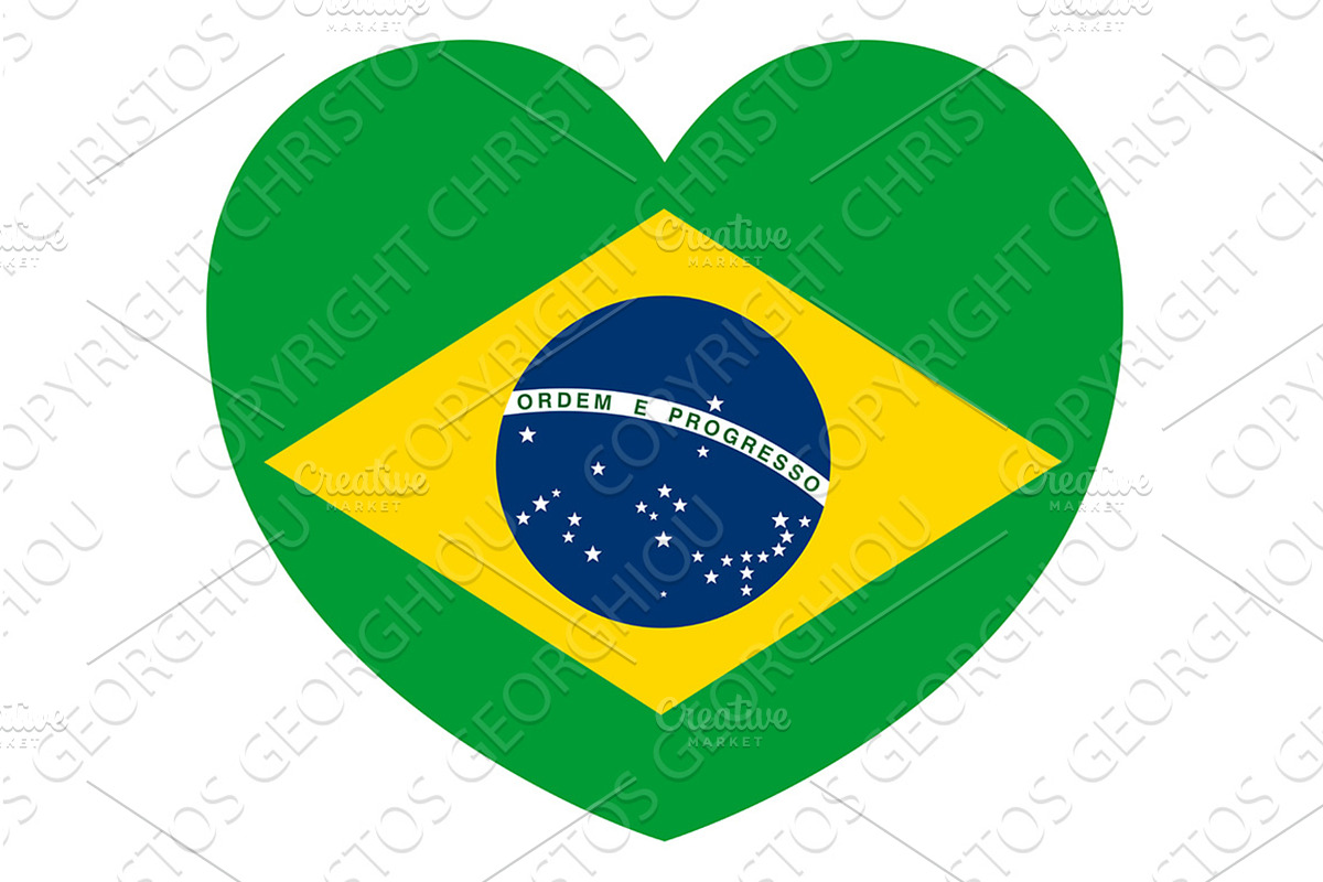 Brazil Brazillian Flag Heart Concept, a Sport Illustration by Christos Georghiou
