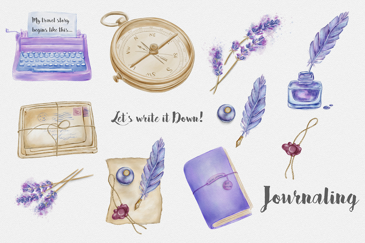 Lavender themed journal illustration, an Illustration by Kate Snitser (Photo 2 of 7)