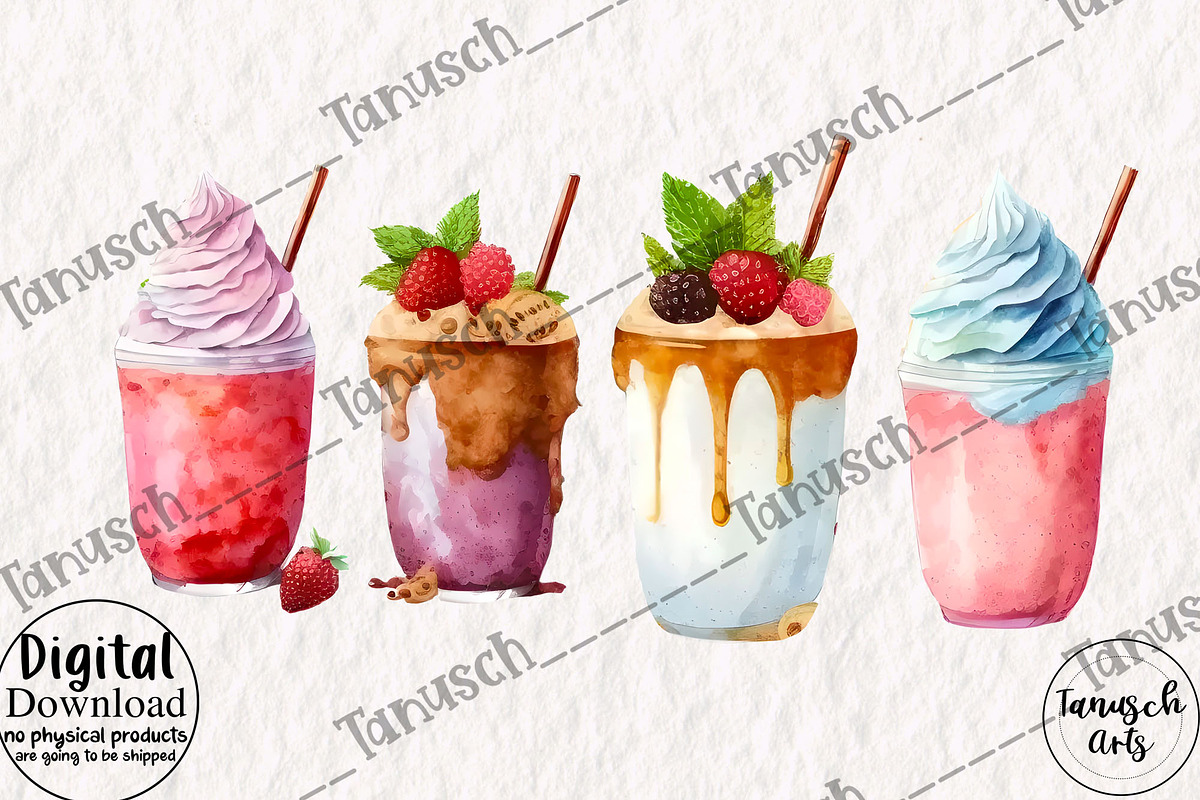 Watercolor Smoothies clipart Part 2, a Food Illustration by TanuschArts (Photo 2 of 5)