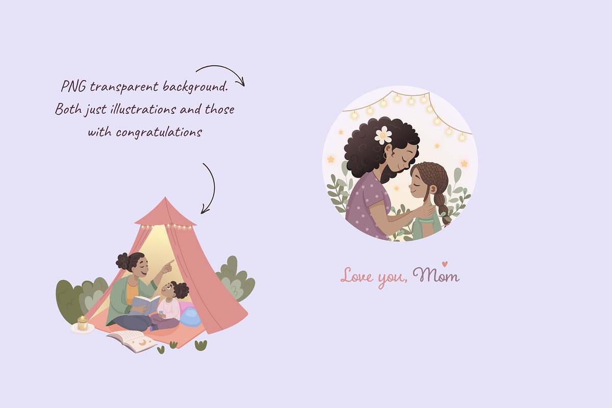 Mother’s Day Clipart – Black Mom, a Person Illustration by Bielousova Art (Photo 3 of 6)