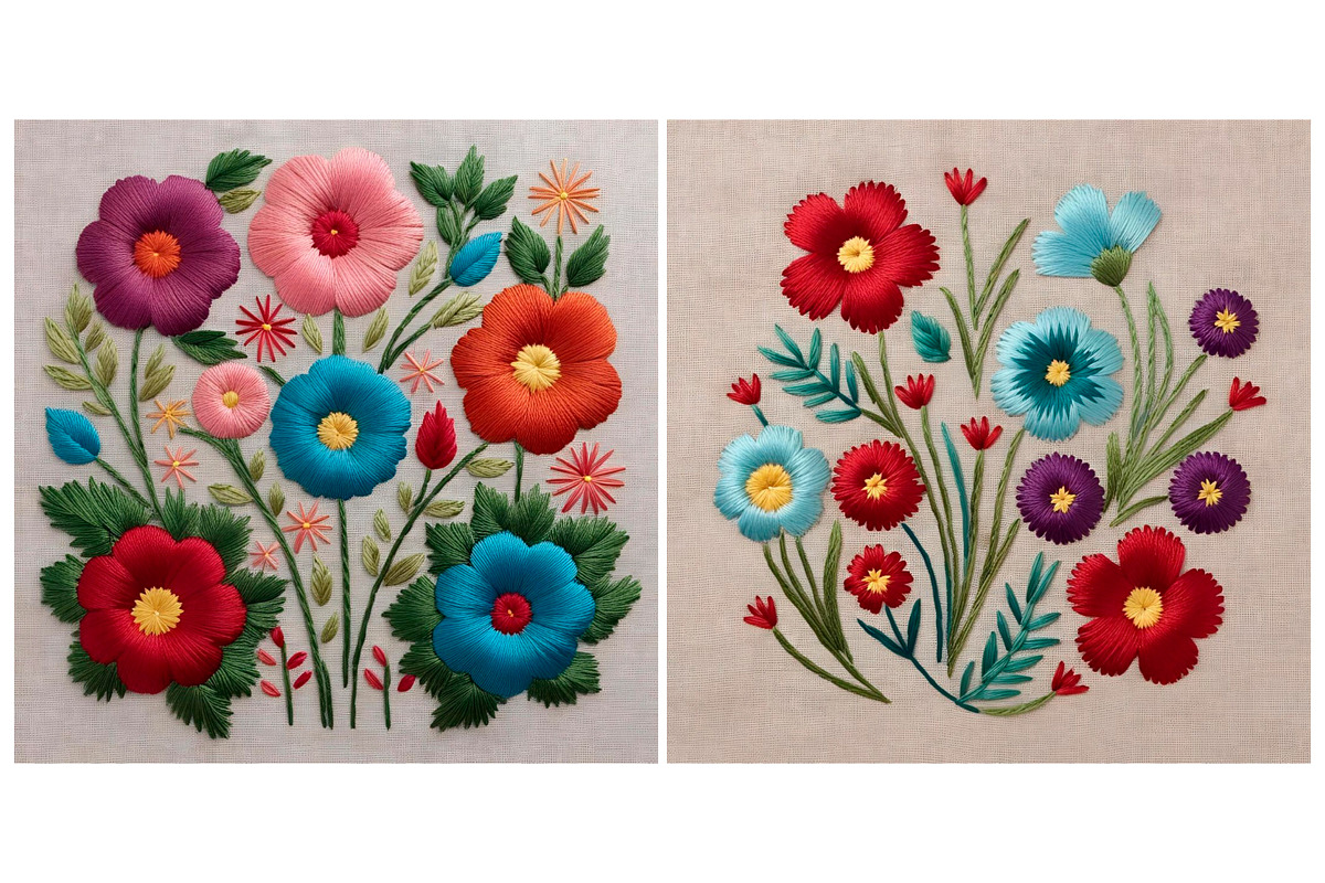 Embroidered Flower Background, a Background Graphic by IrySha (Photo 2 of 6)