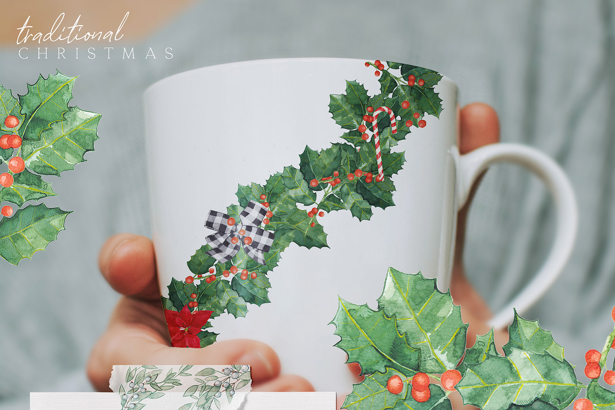 Christmas Watercolor Festive Clipart, an Animal Illustration by January Bloom (Photo 10 of 32)