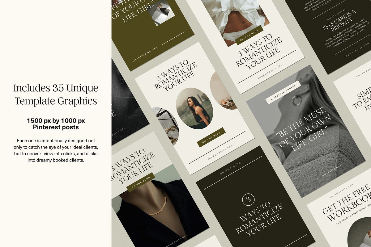 Luxury Canva Pinterest Templates, a Social Media Template by Glo Design Studio (Photo 2 of 10)