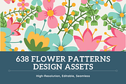638 Flower Patterns Design Assets, a Pattern Graphic by Dreamanart (Thumbnail 1 of 2)