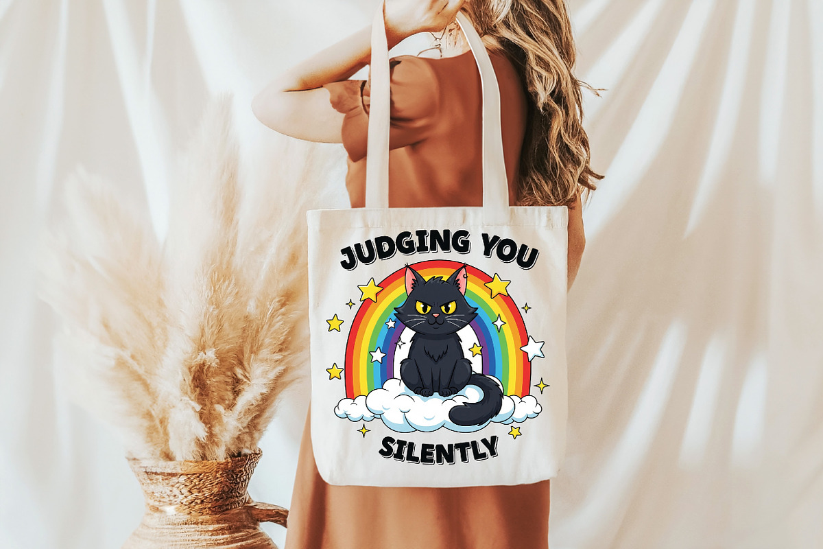 Judging you silently funny cat desig, an Illustration by DreamCafeArt (Photo 3 of 6)