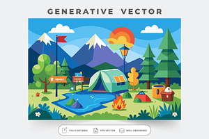 Illustration of a summer camp campsi, a Graphic by Iftikhar Alam