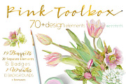 BUNDLE PINK FLOWERS-85%, an Illustration by watercolorwild.graphics (Thumbnail 8 of 11)