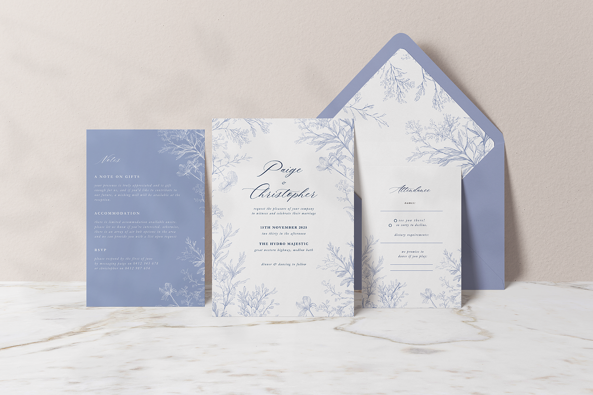 Modern French Toile DIY Wedding Set, a Stationery Template by Belle Measure (Photo 2 of 10)