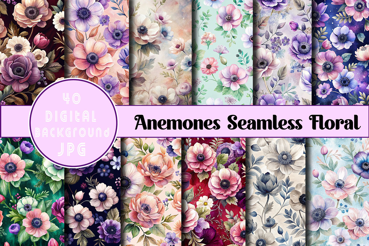 Anemones Seamless Floral Pattern, a Pattern Graphic by Wow Magic (Photo 1 of 2)