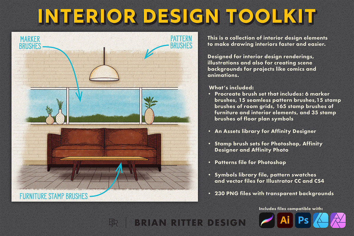 Interior Design Toolkit, a Brush Add-On by Brian Ritter Design (Photo 2 of 13)