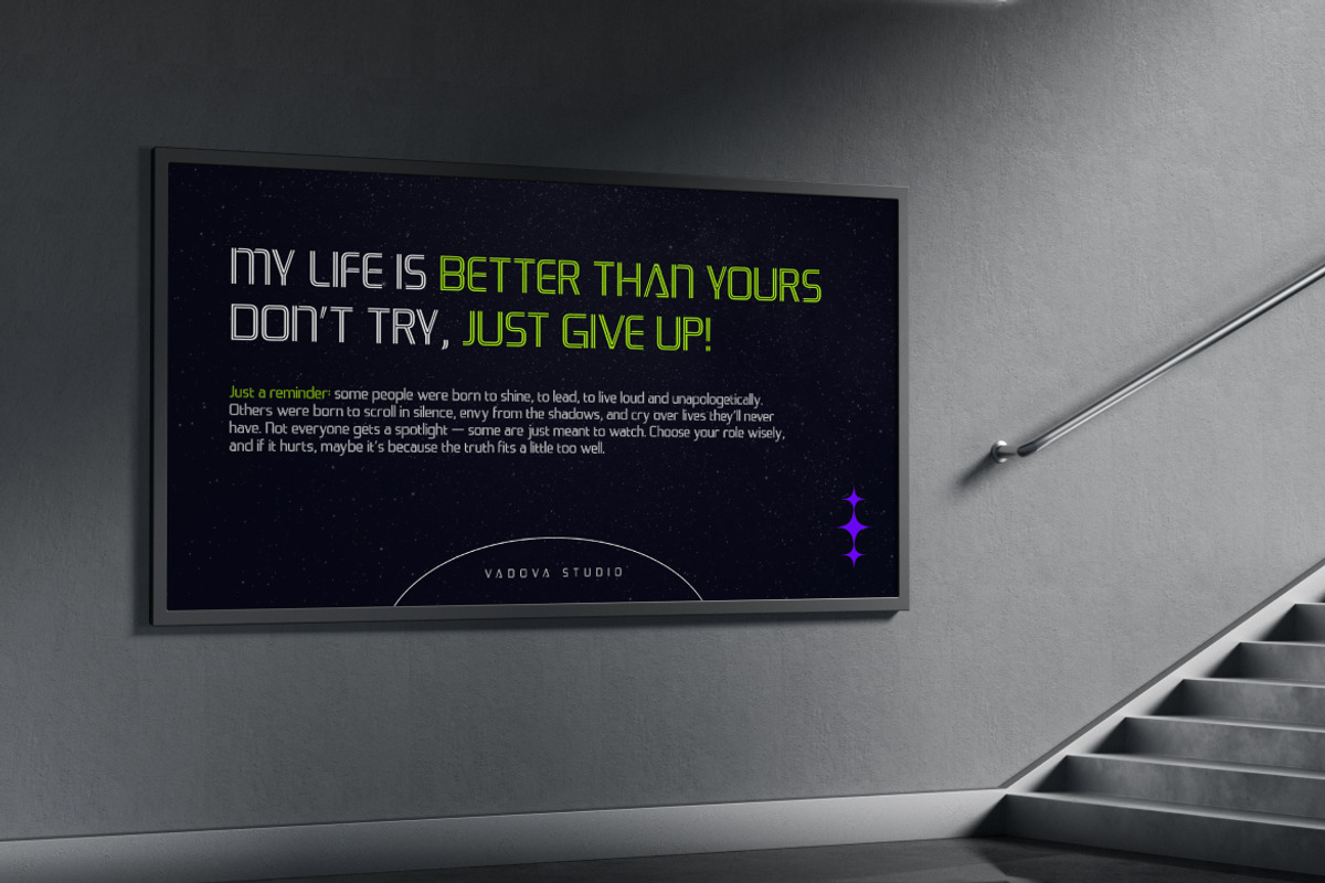 Thryon Futuristic Display Font, a Sans Serif Font by Vadovastd (Photo 8 of 8)