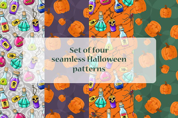 4 Seamless Halloween Patterns