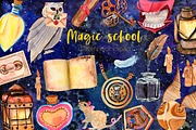 Magic school watercolor clipart, an Education Illustration by AnastasiaWatercolor (Thumbnail 1 of 9)