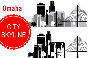Omaha, Nebraska vector skyline, an Illustration by DimShop