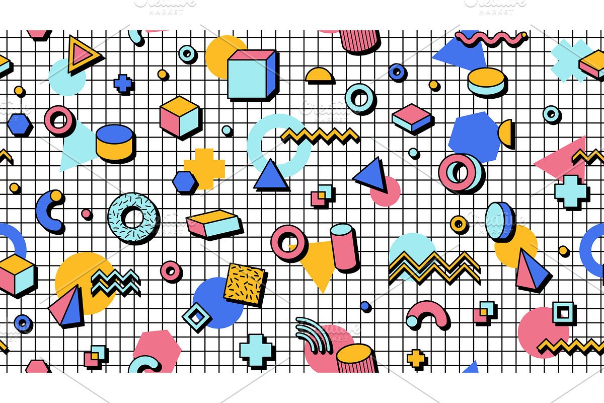 Abstract Memphis seamless pattern, a Decorative Illustration by Buch&Bee