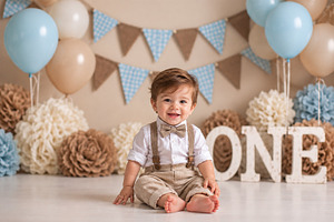 Brown Blue Birthday Backdrop (JPEG)