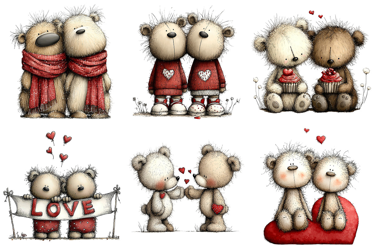 Cute Valentine Bears in Love PNG, an Illustration by Craft Nest (Photo 7 of 7)