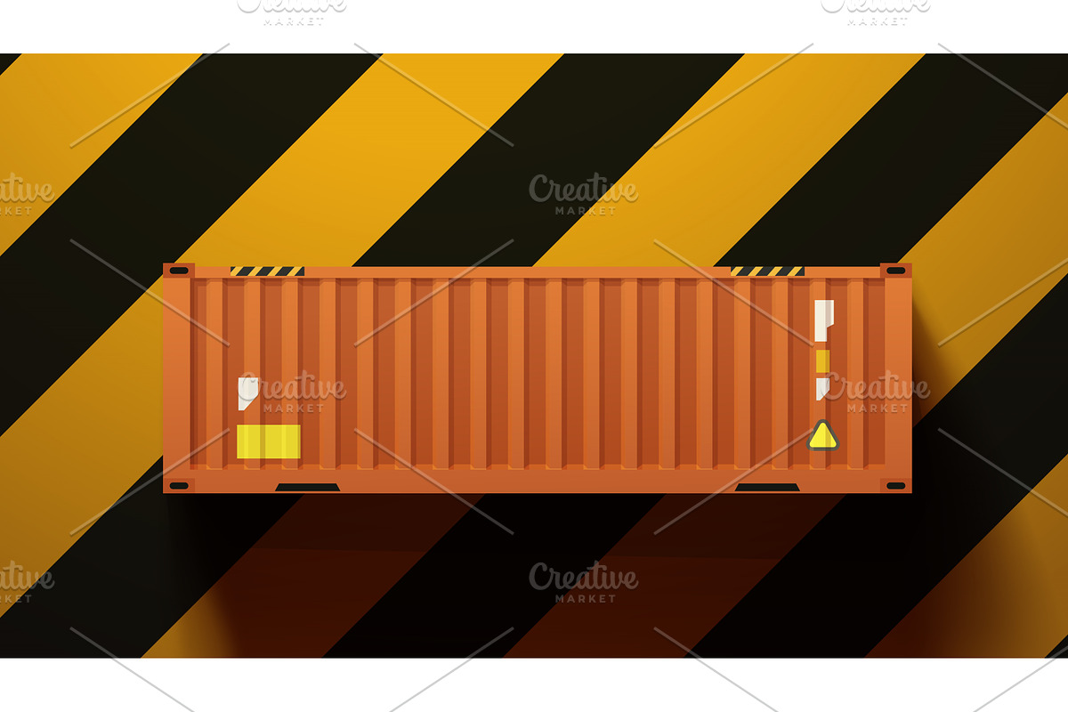 Orange cargo container on striped, a Transportation Illustration by IfH