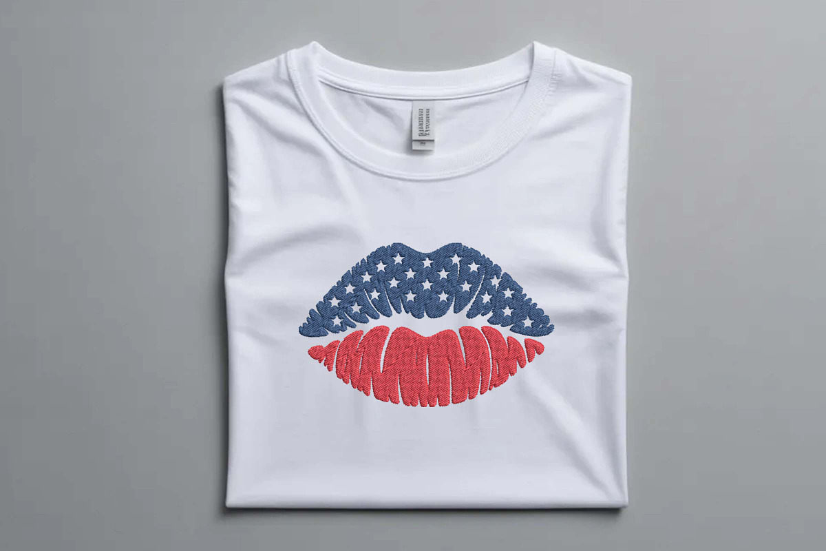 USA Flag Lips Embroidery Design, an Illustration by Purpose Ekbal (Photo 3 of 3)